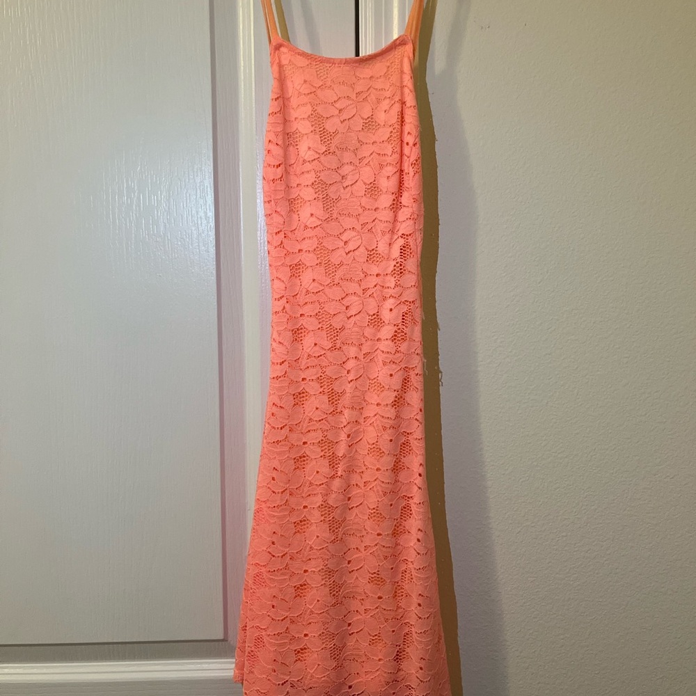Hollister Orange Sleeveless Halter Maxi Dress for Cocktail
